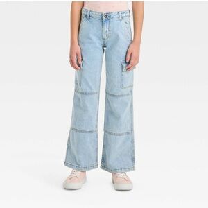 Light Blue Girls Wide-Leg Jeans
